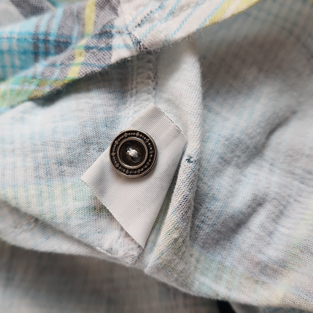Unionbay Blue Yellow White Plaid Button Down Shirt small - Picture 13 of 15